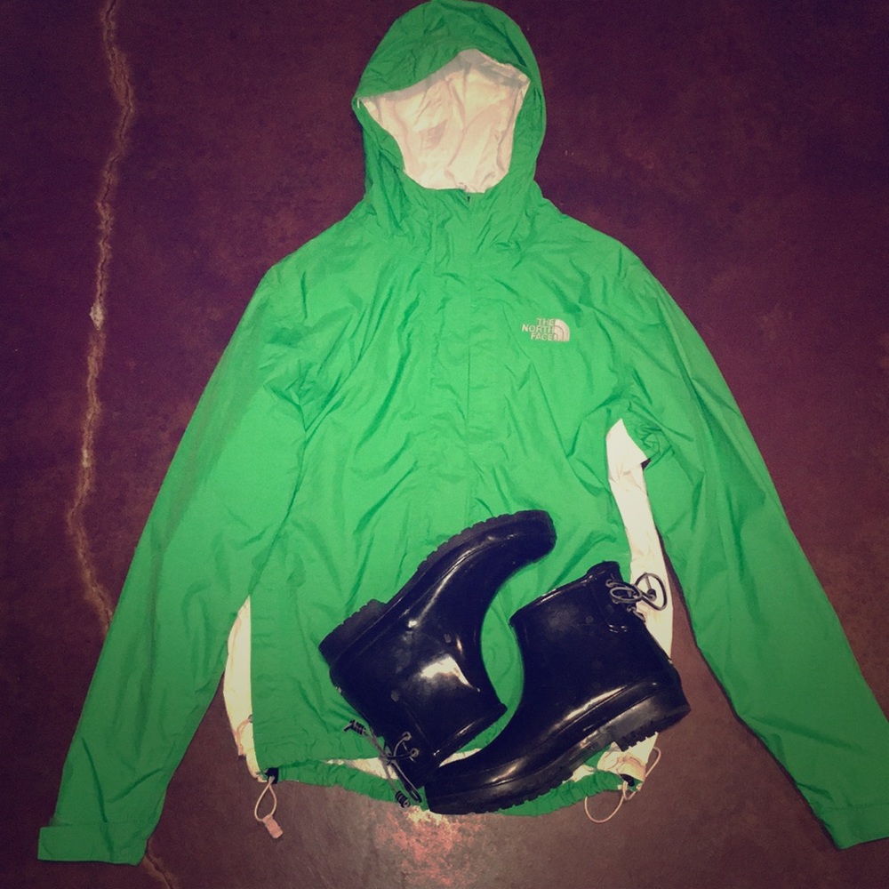 Lime green north face windbreaker